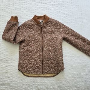 Brown Quilted Jacket with Floral Pattern
